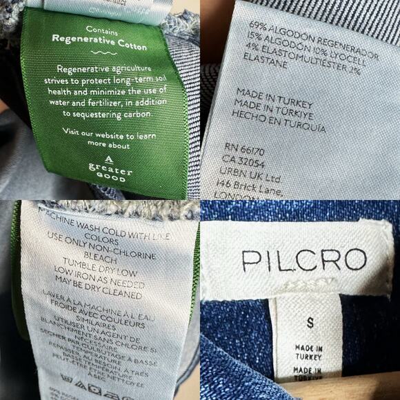 Pilcro Westley Regenerative Cotton Blue Denim Mini Dress Zip Small Short Sleeve - Picture 7 of 15